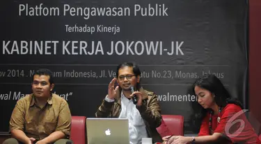  Diskusi bertajuk "Pengawasan Publik Terhadap Kinerja Kabinet Kerja Jokowi-JK", Jakarta, Rabu (12/11/2014)(Liputan6.com/Herman Zakharia)