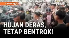 Aksi demo menuntut pembubaran DPR RI di Kota Binjai, Sumatera Utara, berakhir ricuh. Polisi dan massa terlibat saling dorong hingga adu pukul.