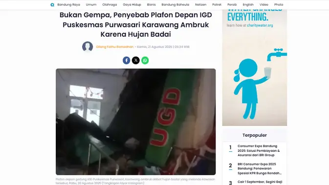 <p>Penelusuran  klaim video Puskesmas Purwasari Karawang runtuh efek gempa Bekasi.</p>