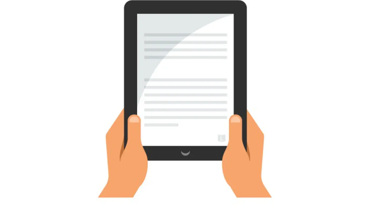 Ilustrasi Baca e-Book di Tablet