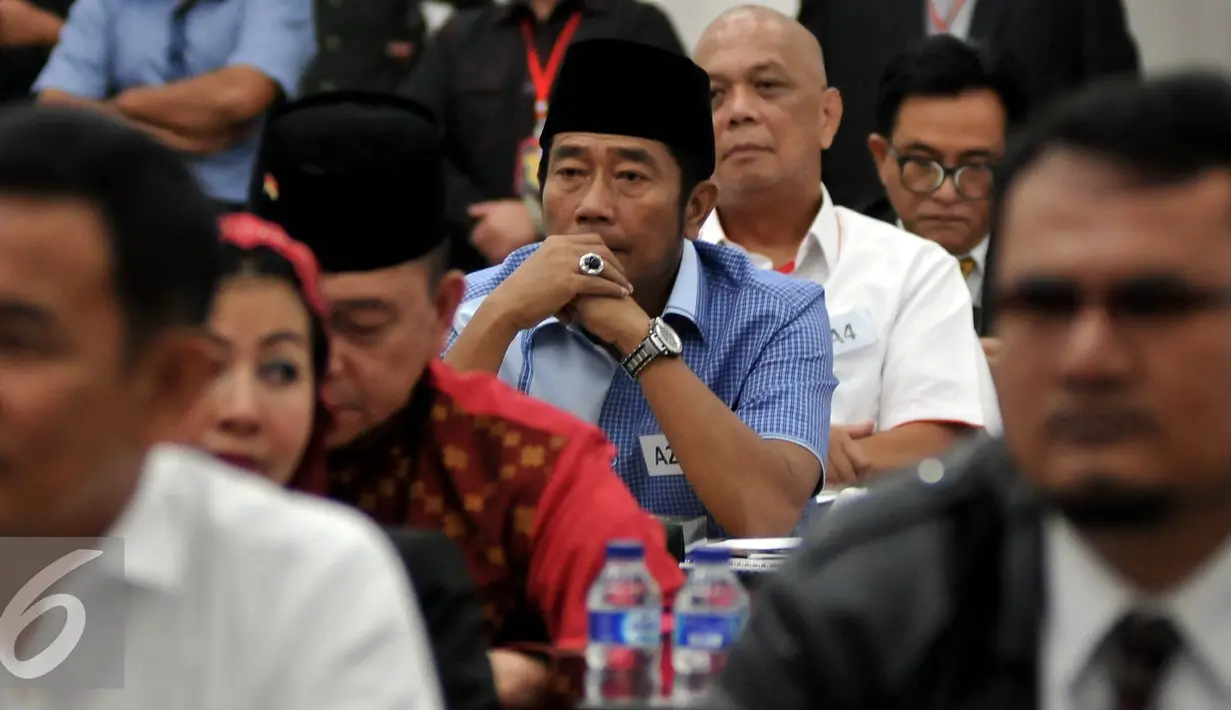 Hj. Lulung saat menghadiri acara fit and proper test untuk para balon Gubernur DKI Jakarta di DPP PDIP, Jakarta, Rabu (11/5). Sebanyak 32 peserta calon Gubernur/Wagub DKI yang mengikuti fit and proper test tersebut. (Liputan6.com/Johan Tallo)