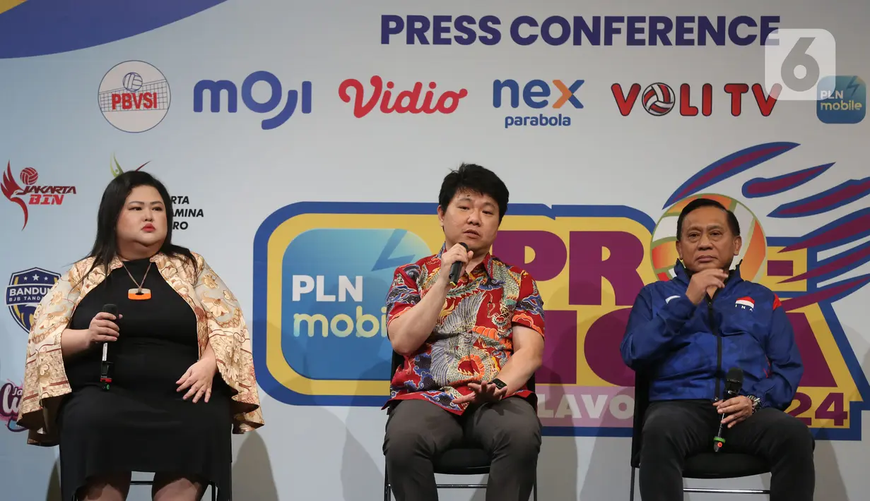 Ketua Umum PP PBVSI Imam Sudjarwo mengungkap bahwa Proliga 2024 juga diikuti pendatang atau klub baru, yakni Garuda Jaya (tim putra) dan Jakarta Livin Mandiri (tim putri). (Liputan6.com/Helmi Fithriansyah)