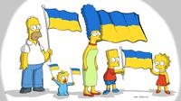The Simpsons mengibarkan bendera Ukraina. (Twitter/ TheSimpsons)
