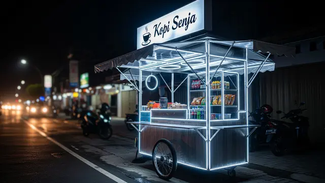 Gerobak Modern dengan Aksen Lampu