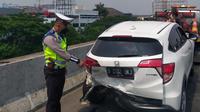 Tabrakan beruntun di ruas tol Ancol KM 19 dari Priok menuju Pluit, Kamis (30/9/2021). (Foto: Istimewa).