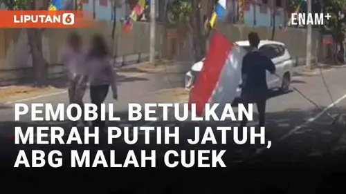 VIDEO: Pemobil Betulkan Bendera Merah Putih Jatuh Tuai Pujian Warganet, Sikap Dua ABG Cuek Disorot