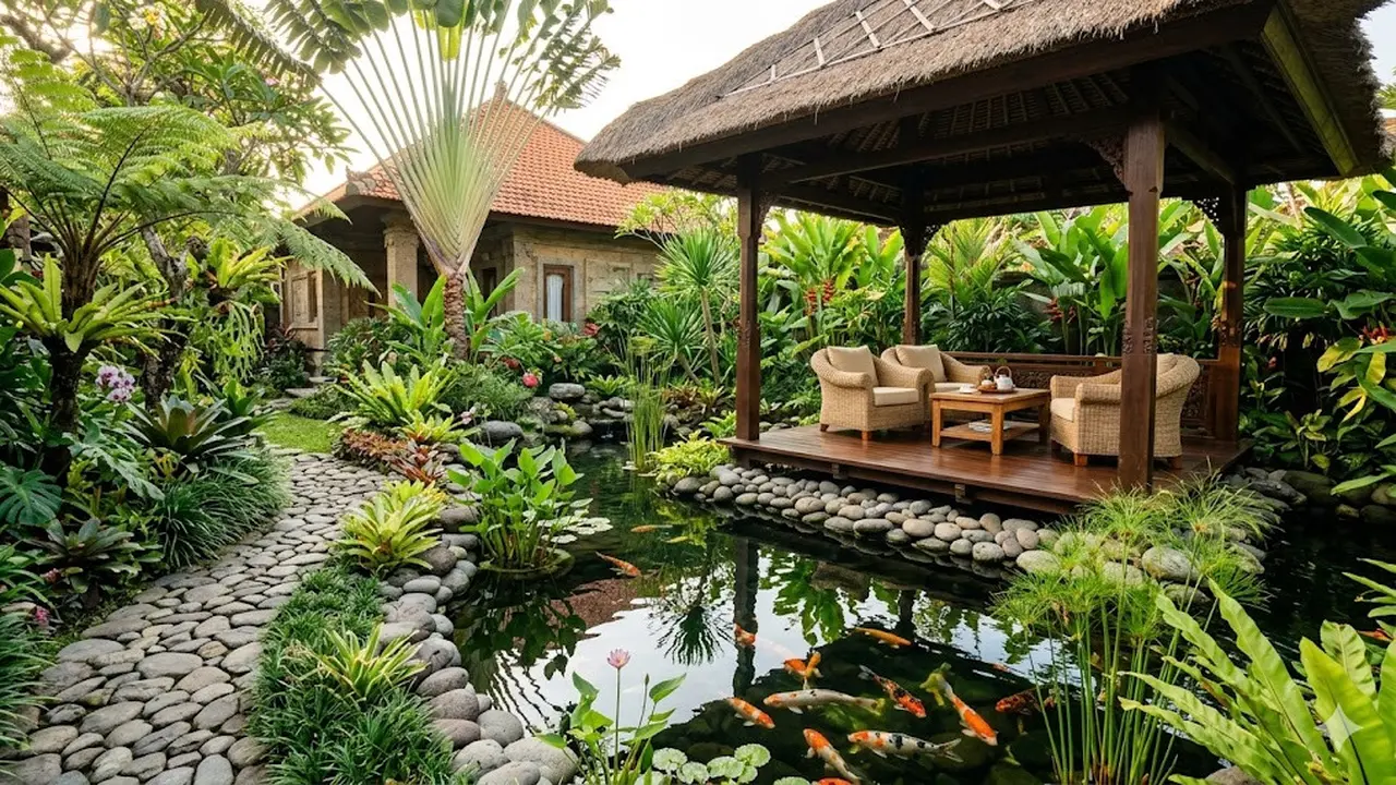 Inspirasi Gazebo Dekat Kolam Ikan yang Bikin Rileks Setiap Hari
