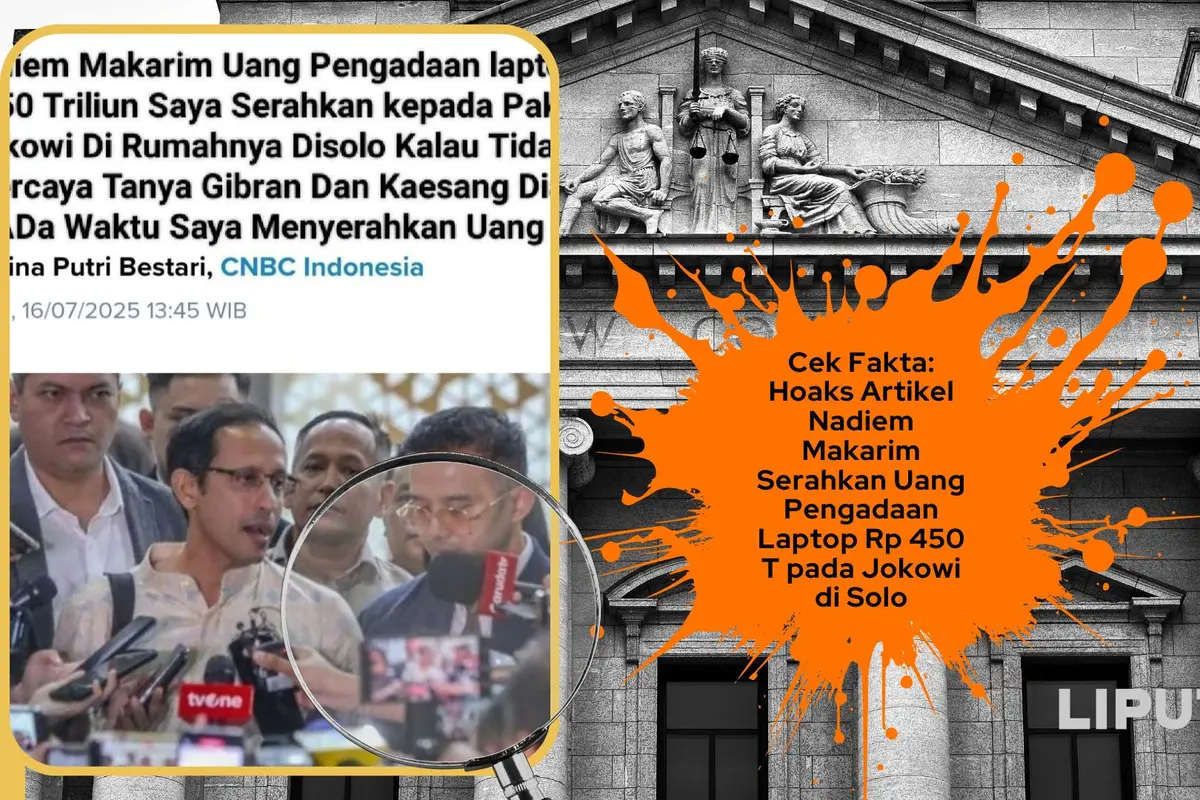 Cek fakta artikel Nadiem Makarim serahkan uang pada Jokowi di Solo