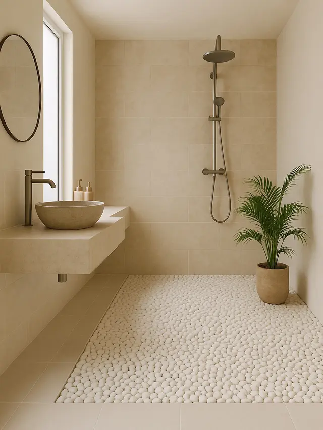 Inspirasi Kamar Mandi Lantai Batu Alam