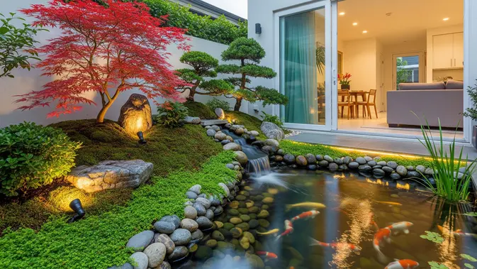 Sulap Lahan Sempit di Samping Kolam Ikan Jadi Estetik