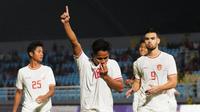 Pemain Timnas Indonesia U-20 Toni Firmansyah merayakan gol ke gawang India U-20. (X Timnas Indonesia)