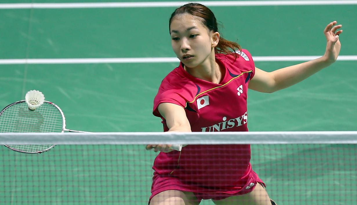 6. Misaki Matsutomo - Tangguh dan lihai bermain di depan net, Misaki juga memiliki paras yang cantik khas wanita Jepang. Saat ini Misaki bermain di nomor ganda putri dan menempati peringkat dua dunia. (AFP/Marwan Naamani)