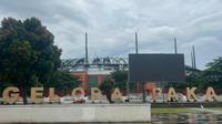 Angin kencang sebabkan kerusakan di Stadion Pakansari Bogor. (LIputan6.com/Achmad Sudarno)