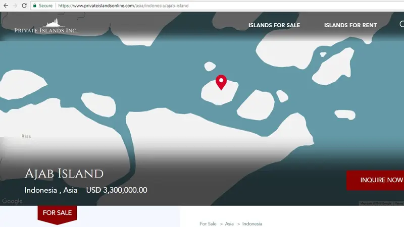 Pulau Ajab di Kepulauan Riau dijual online (privateislandsonline.com)