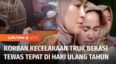 Isak tangis ibu korban kecelakaan maut di Bekasi tak terbendung saat jenazah putranya tiba di rumah sakit. Putra bungsunya jadi salah satu korban tewas. Sang ibu tak percaya anak ketiganya meninggal dunia tepat di hari ulang tahunnya yang ke-11.