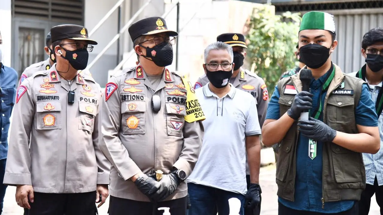 Ketua Umum PB HMI Rayhan Aria Tama menyampaikan dukungan para Polri yang memberikan bantuan kepada mahasiswa rantau di Ciputan, Tangerang Selatan. (Istimewa