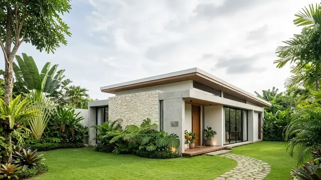 Rumah Minimalis Modern dengan Halaman Hijau Luas