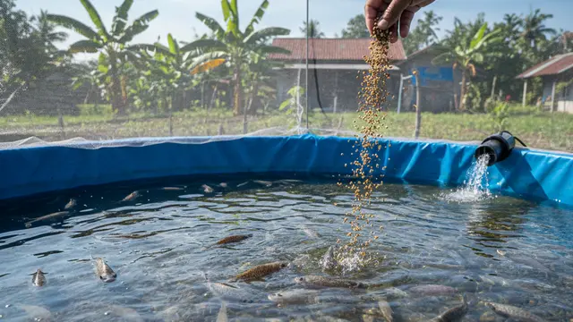 Ide Ternak Ikan Campur atau Polikultur di Kolam Kecil. AI
