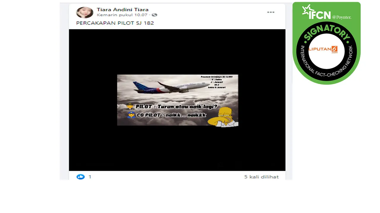 Klaim percakapan terakhir pilot Sriwijaya Air