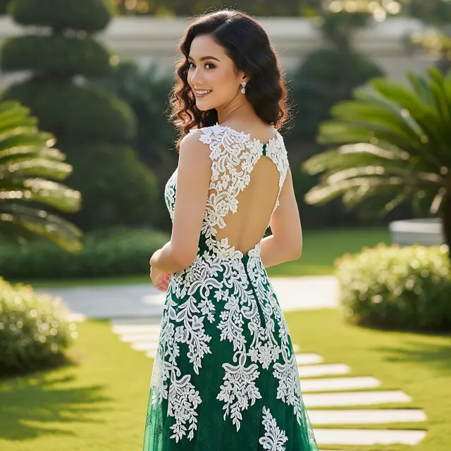 9 Model Long Dress Bahan Brokat dengan Potongan Princess Modern, Tren 2025