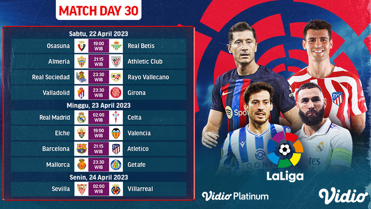 Jadwal dan Link Live Streaming La Liga Spanyol 2022/2023 di Vidio 2224