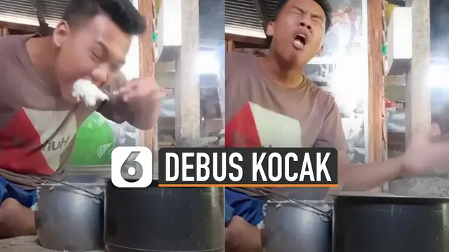 VIDEO: Kocak, Aksi Pria Lakukan Debus Makan Nasi Panas