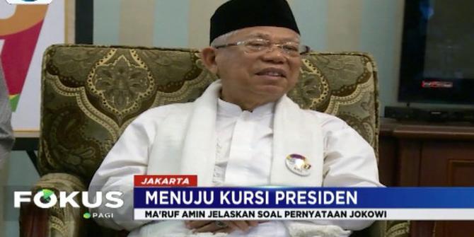 Penjelasan Ma'ruf Amin Soal Pernyataan Jokowi Terkait Lahan Milik Prabowo