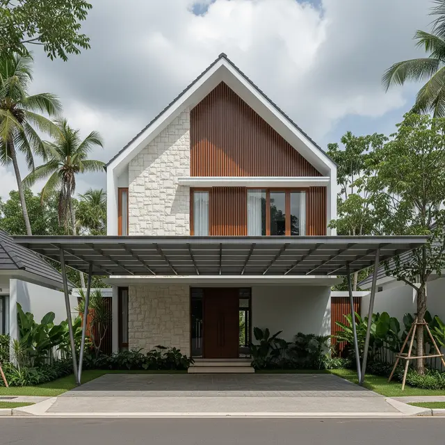9 Model Rumah Atap Pelana Minimalis dengan Carport Baja Ringan, Makin Diminati
