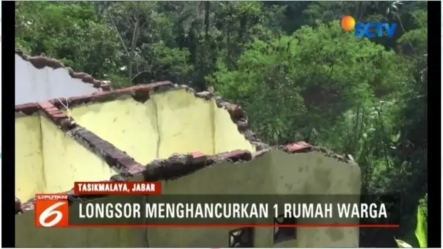 Tebing setinggi 30 meter di Kampung Sukasari, Kelurahan Sumelap, Kecamatan Purbaratu, Kota Tasikmalaya, longsor.