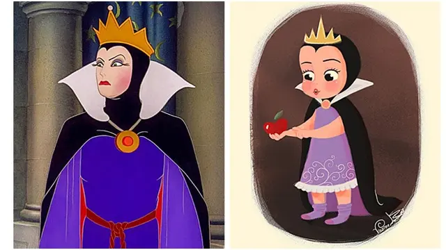 7 Ilustrasi Ubah Tokoh Jahat Disney Jadi Versi Anak-anak, Hasilnya Bikin Gemas
