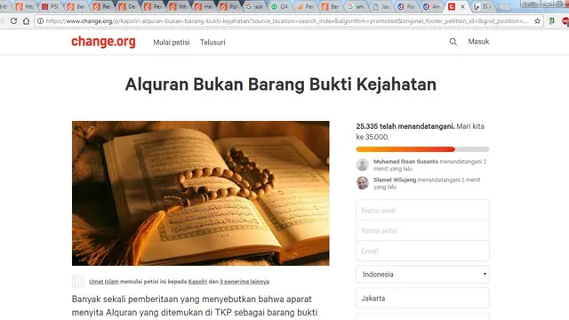 Petisi Alquran Bukan Barang Bukti Kejahatan