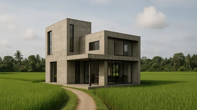 Gambar Rumah Sederhana Tapi Mewah di Tengah Sawah/ChatGPT