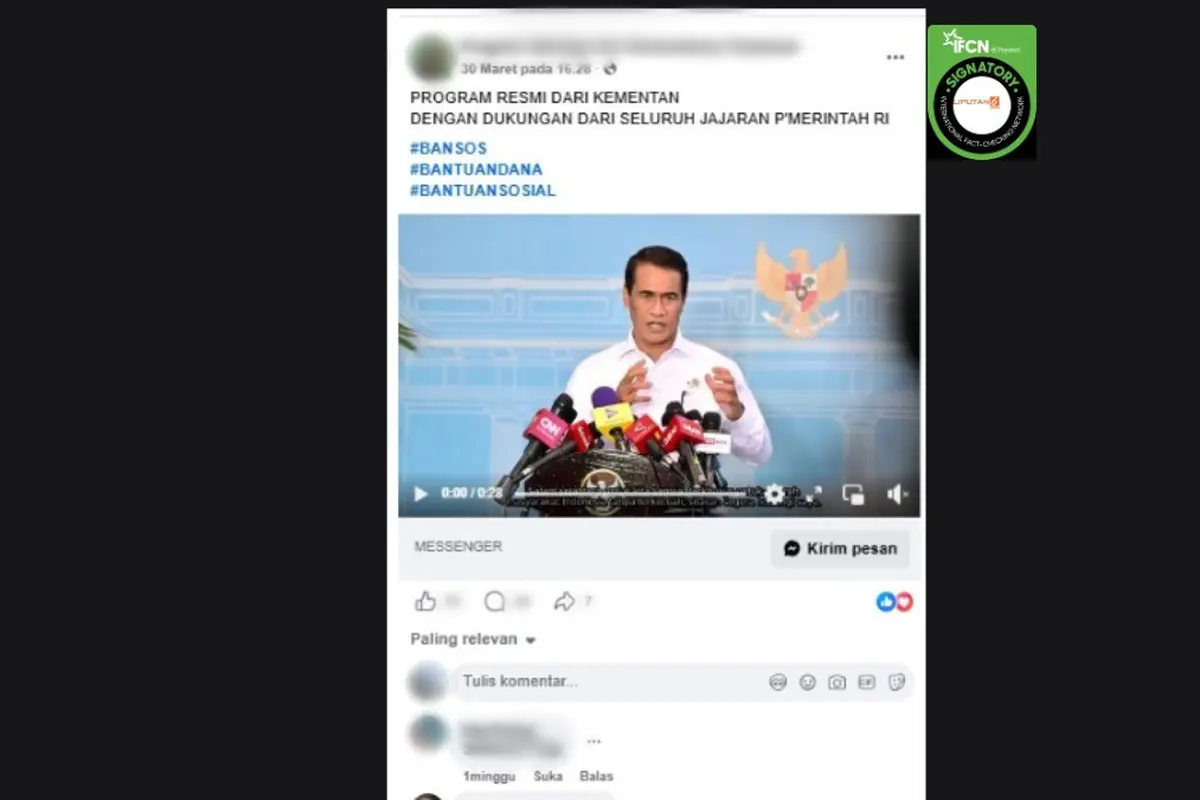 Cek Fakta Liputan6.com mendapati klaim video mantan Menteri Pertanian Andi Amran Sulaiman mengumumkan bantuan dana untuk modal usaha.