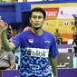 Pasangan Mohammad Ahsan/Angga Pratama juga berhasil menyumbangkan angka pada final Kejuaraan Bulutangkis Beregu Asia 2018 kontra China, di Alor Setar, Minggu (11/2/2018). (PBSI)