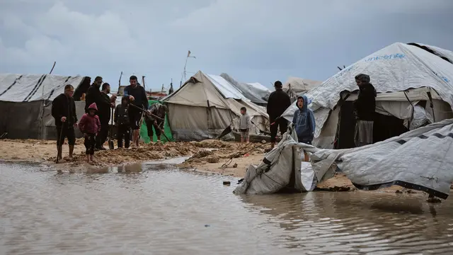 Banjir Kembali Genangi Lokasi Pengungsian di Gaza