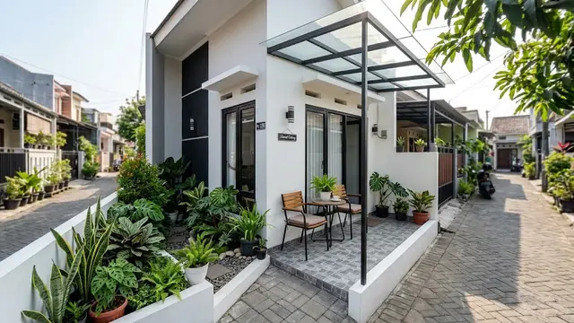Desain Teras Minimalis Plus Taman Mini untuk Rumah Kecil