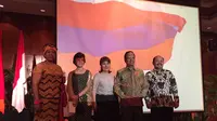 Duta Besar Armenia untuk Indonesia Anna Aghadjania saat perayaan hari ulang tahun negaranya di Jakarta (Liputan6.com/Teddy Tri Setio Berty)