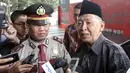 Mantan Wakil Presiden Hamzah Haz saat menjawab pertanyaan awak media di Kantor KPK, Jakarta, Kamis (8/1/2015). (Liputan6.com/Miftahul Hayat)