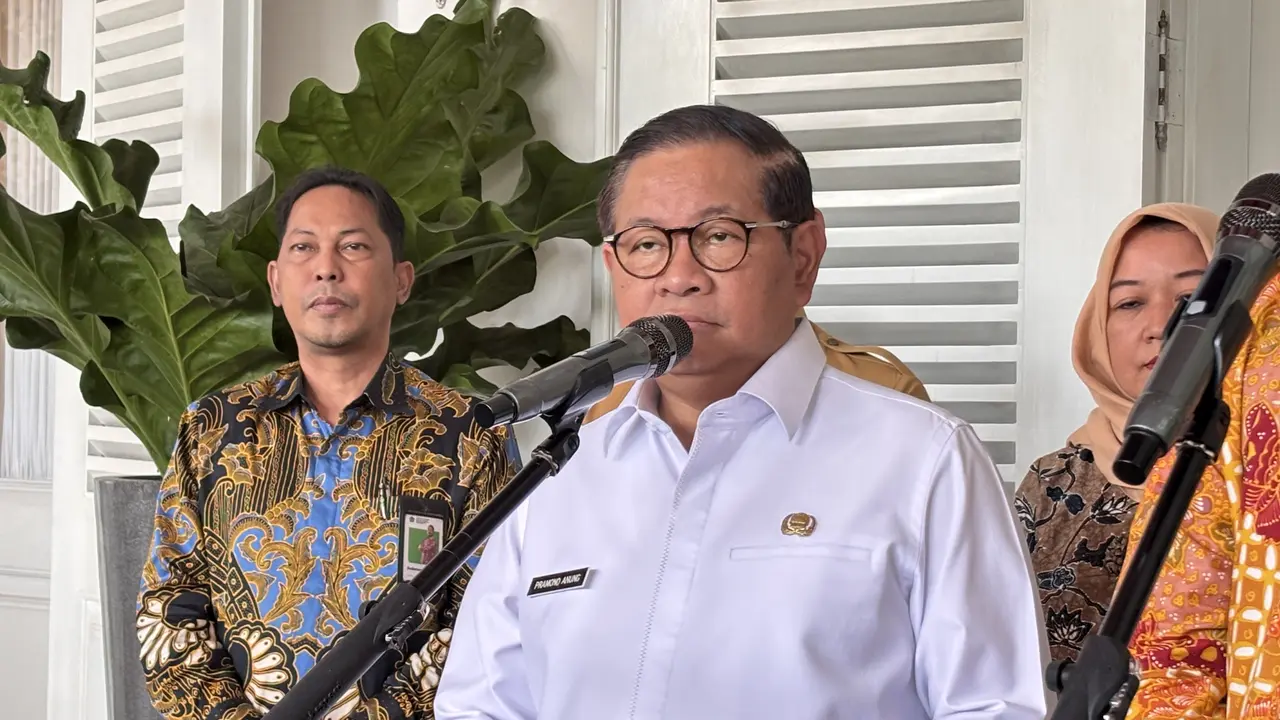 Gubernur DKI Jakarta Pramono Anung di Aula Balaikota, Selasa (20/10/2026).
