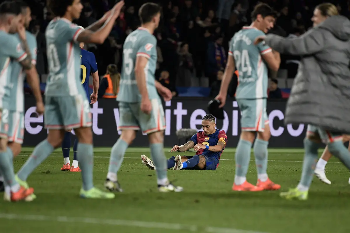 Perayaan gol Atletico Madrid saat kalahkan Barcelona