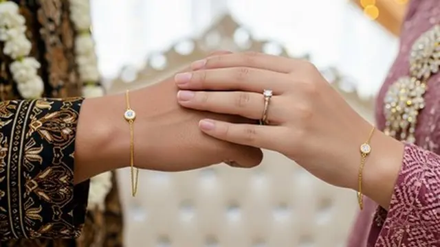 Gelang emas couple pasangan 2025. (Liputan6.com/Gemini.ai)