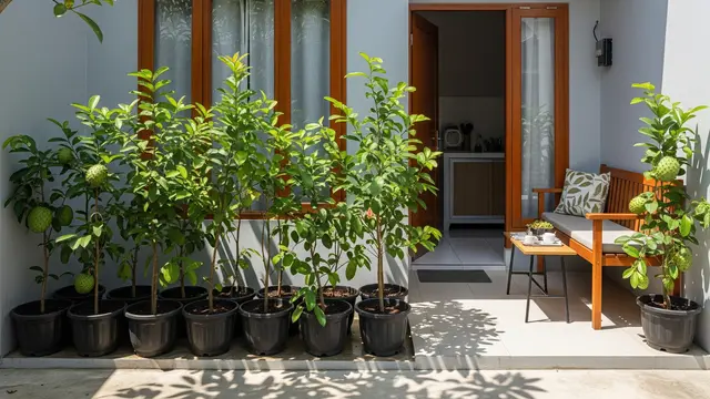 Desain Kebun Buah Tabulampot untuk Rumah Type 27 (Image by Gemini AI)