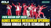 Kemeriahan opening ceremony FIFA ASEAN Cup 2026 di Stadion Utama Gelora Bung Karno, Jakarta, Jumat (25/9/2026), sebelum kick-off Timnas Indonesia vs Singapura. Agnes Monica dan Isyana Sarasvati turut memeriahkan acara dengan penampilan spesial, disus...