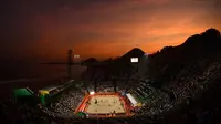 Copacobana Stadium menjadi venue voli pantai Olimpiade Rio de Janeiro 2016. (AFP/Leon Neal)