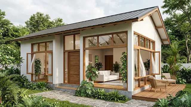 Inspirasi Rumah 1 Lantai dengan Ventilasi Silang Adem.