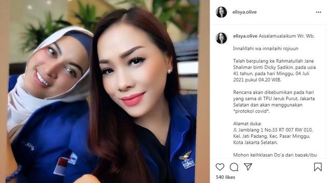 Jane Shalimar meninggal dunia