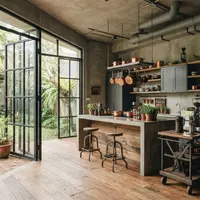 Model Dapur Industrial dengan Bukaan Lebar. Foto: AI Generated