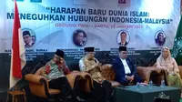 Menko Polhukam Mahfud MD bercerita tentang Amerika Serikat yang menawarkan kerja sama dengan Indonesia terkait masalah perairan Natuna. (Liputan6/Muhammad Genantan Saputra)