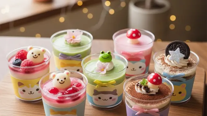 Ilustrasi Ide Dessert dan Camilan Mini Pakai Cup Jeli Kecil /Gemini AI