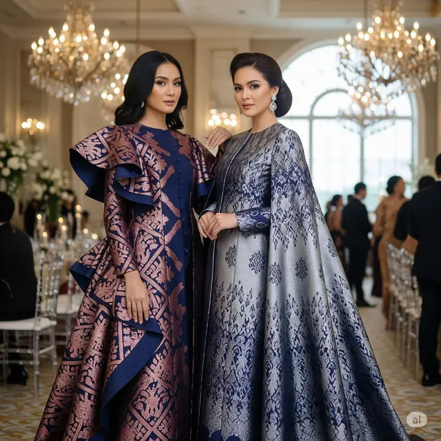 Model Tunik Brokat Panjang Motif Etnik Terpopuler 2025. Foto: Gemini